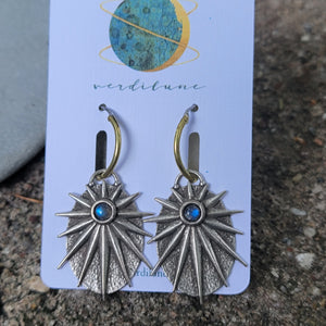 Antiqued Silver Starburst Earrings with Labradorite