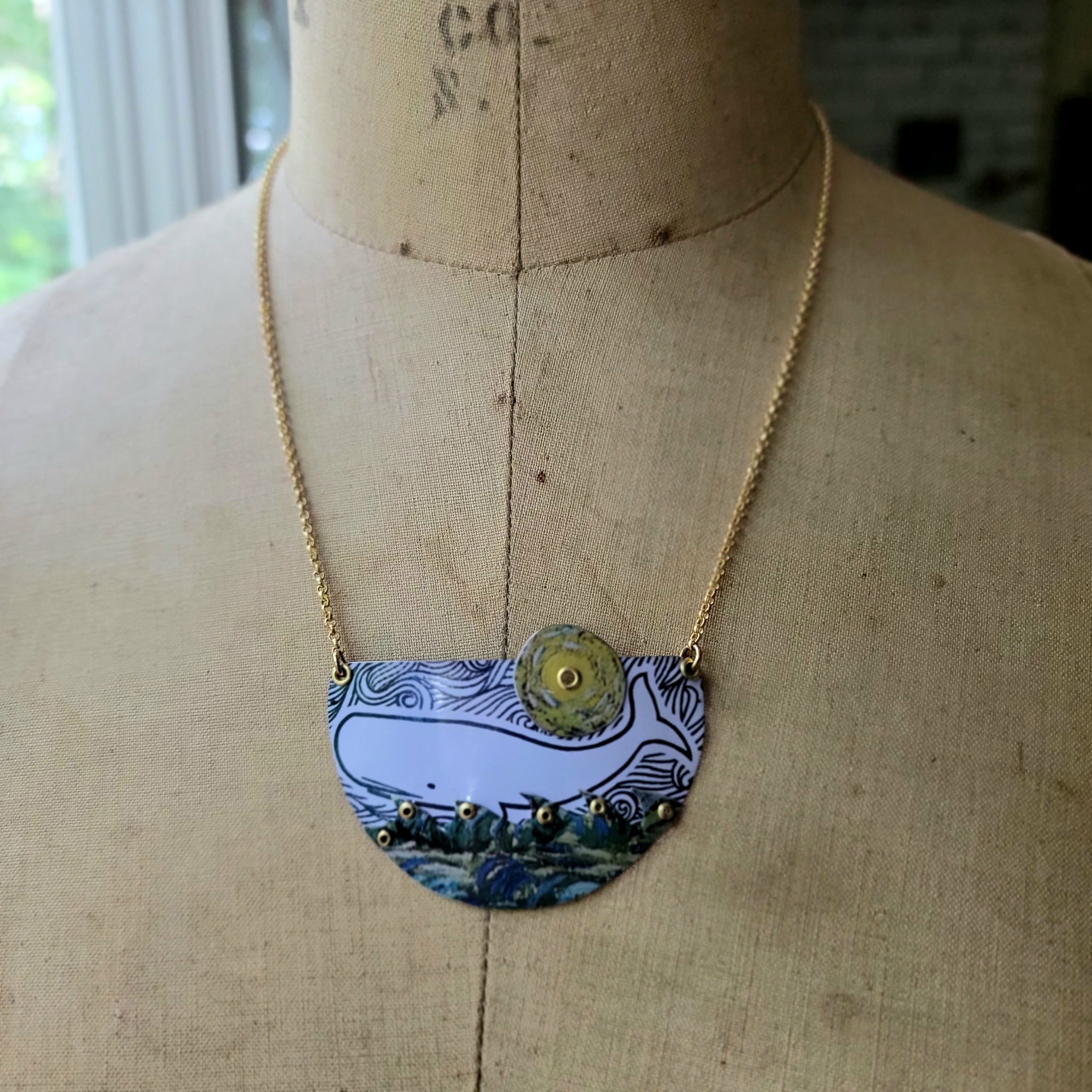 Happy Whale Necklace - Repurposed Tin Collection