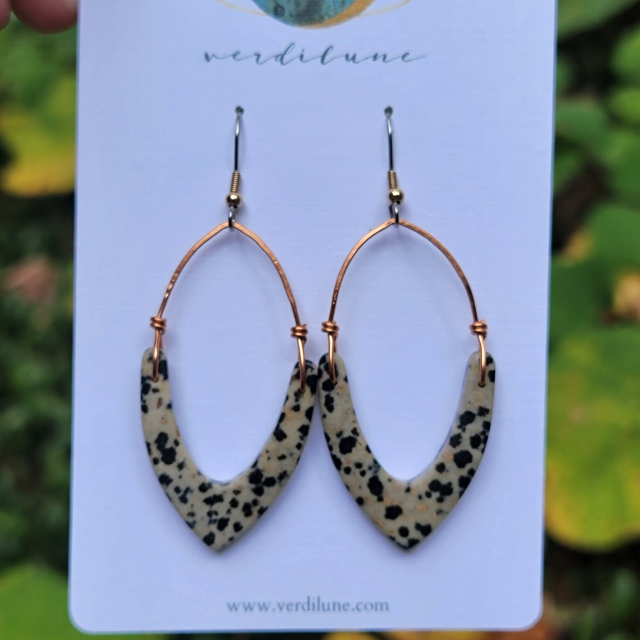 The Earthy Gem Collection - Dalmation Jasper & Copper Earrings