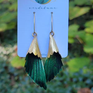 Fluted Green Patina Brass Earrings