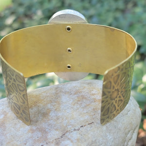 Rustic Ceramic Fern Cuff in Brass