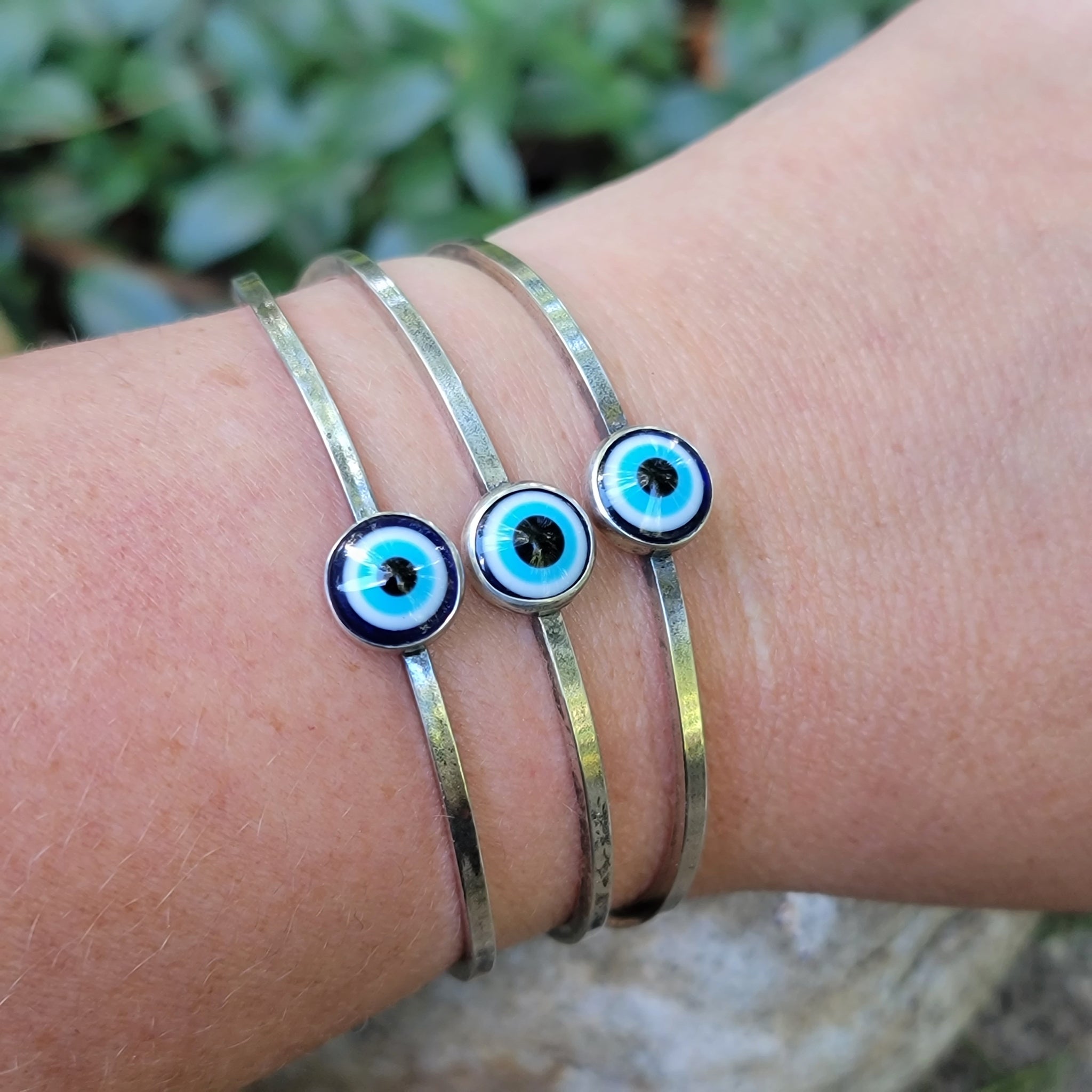 Mati Greek Evil🧿Eye Cuff in Sterling Silver