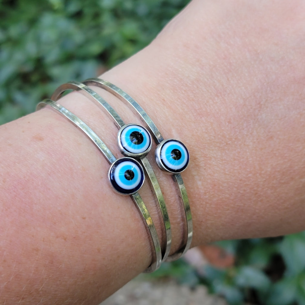 Mati Greek Evil🧿Eye Cuff in Sterling Silver