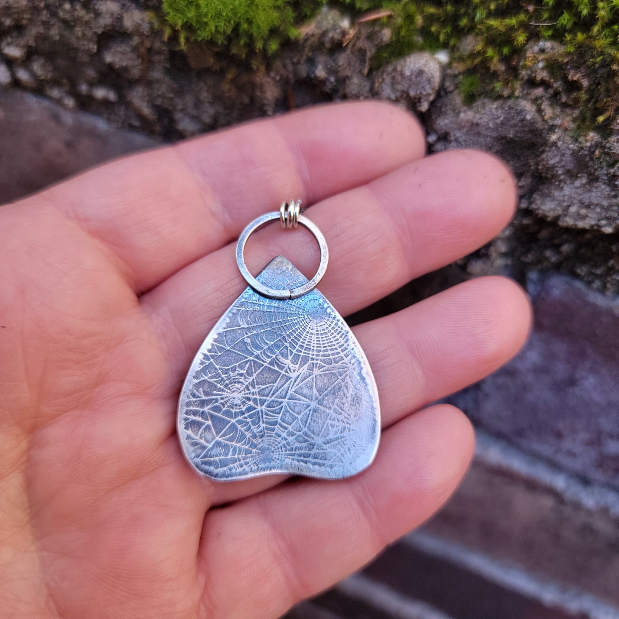 Dancing Skellies Ouija Pendant in Fine Silver with Pyrite