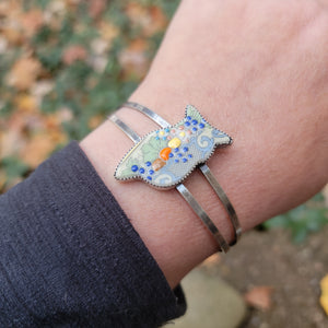 Autumnal Owl Cuff Bracelet in Sterling Silver