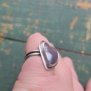 Laguna Lace Agate Purple Heart Ring in Sterling Silver Size 8.5