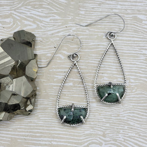 Framework Green Kyanite Earrings in Sterling Silver