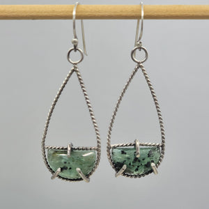 Framework Green Kyanite Earrings in Sterling Silver