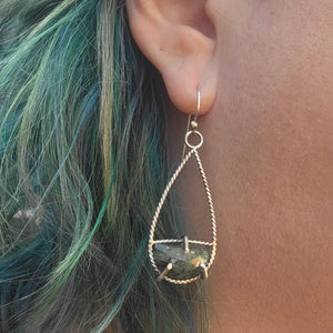 Framework Green Kyanite Earrings in Sterling Silver