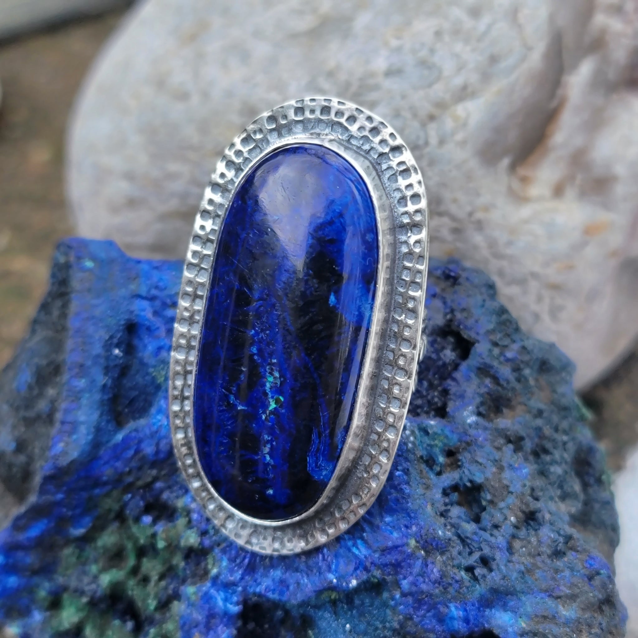Azurite Tenorite Ring in Sterling Silver Size 5