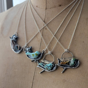 Turquoise Bluebird Pendants in Sterling Silver