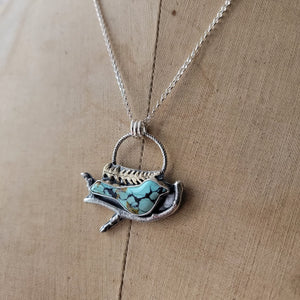 Turquoise Bluebird Pendants in Sterling Silver