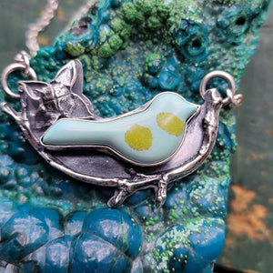 Turquoise Bluebird Pendants in Sterling Silver