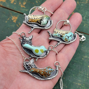 Turquoise Bluebird Pendants in Sterling Silver