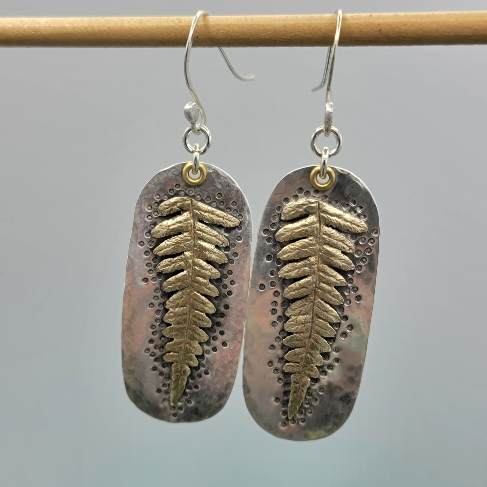 Wild Fern Earrings in Sterling Silver & Brass