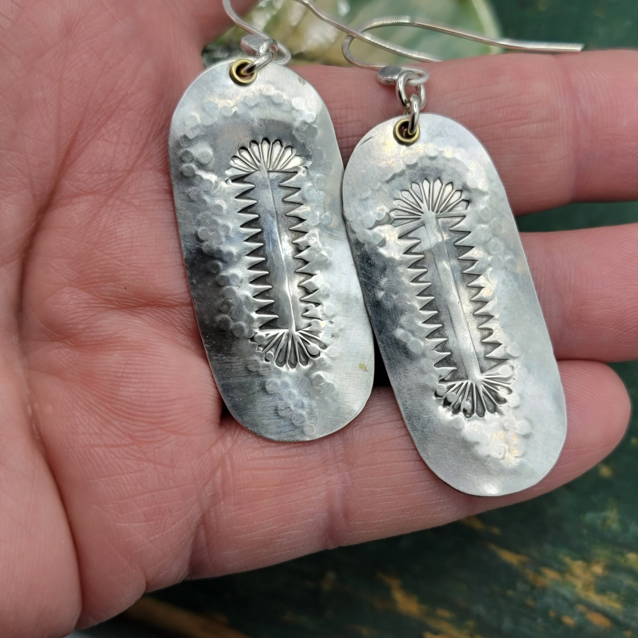 Wild Fern Earrings in Sterling Silver & Brass