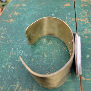 Unisex Fordite Statement Cuff Bracelets in Brass