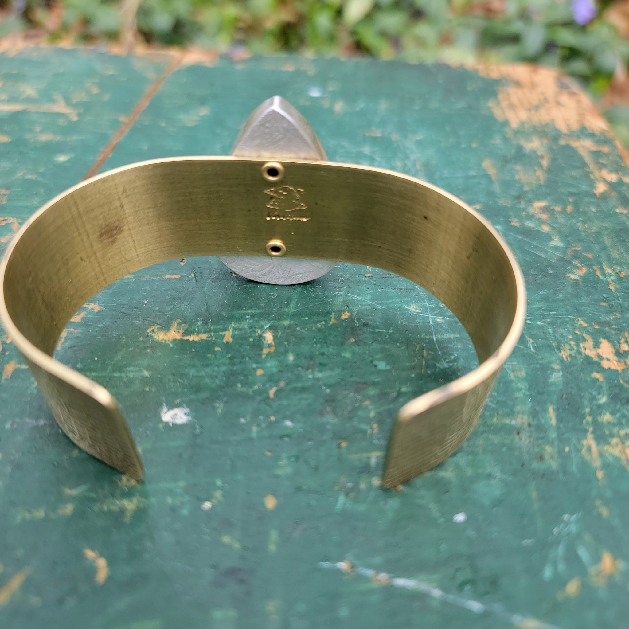 Shattuckite Statement Cuff Bracelets in Copper & Brass