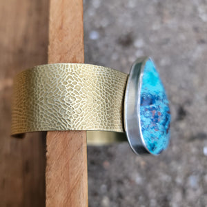 Shattuckite Statement Cuff Bracelets in Copper & Brass