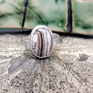 Crazy Lace Agate Ring in Sterling Silver Size 9.25
