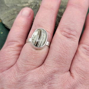 Crazy Lace Agate Ring in Sterling Silver Size 9.25