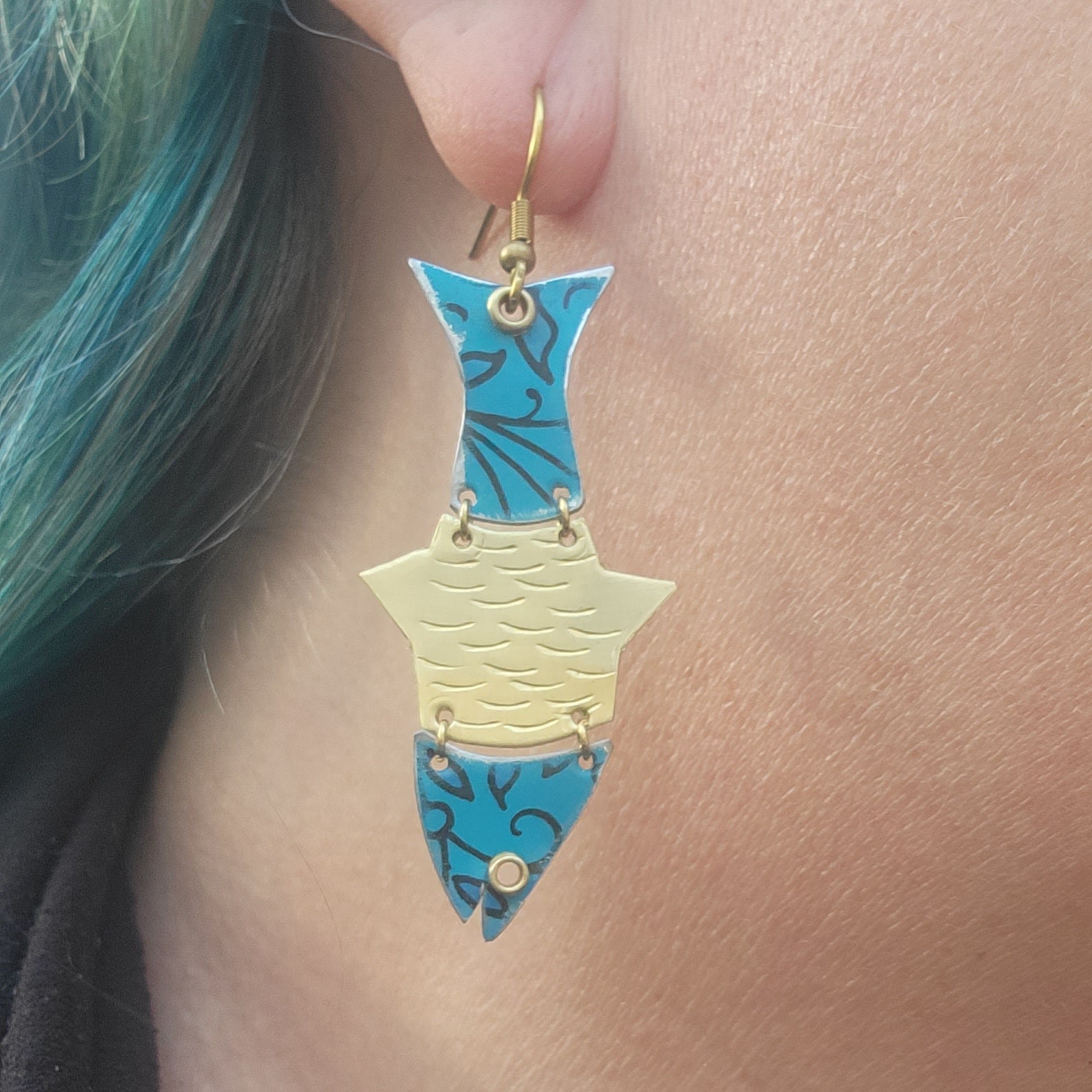 Kinetic Fish Earrings - Repurposed Tin Jewelry