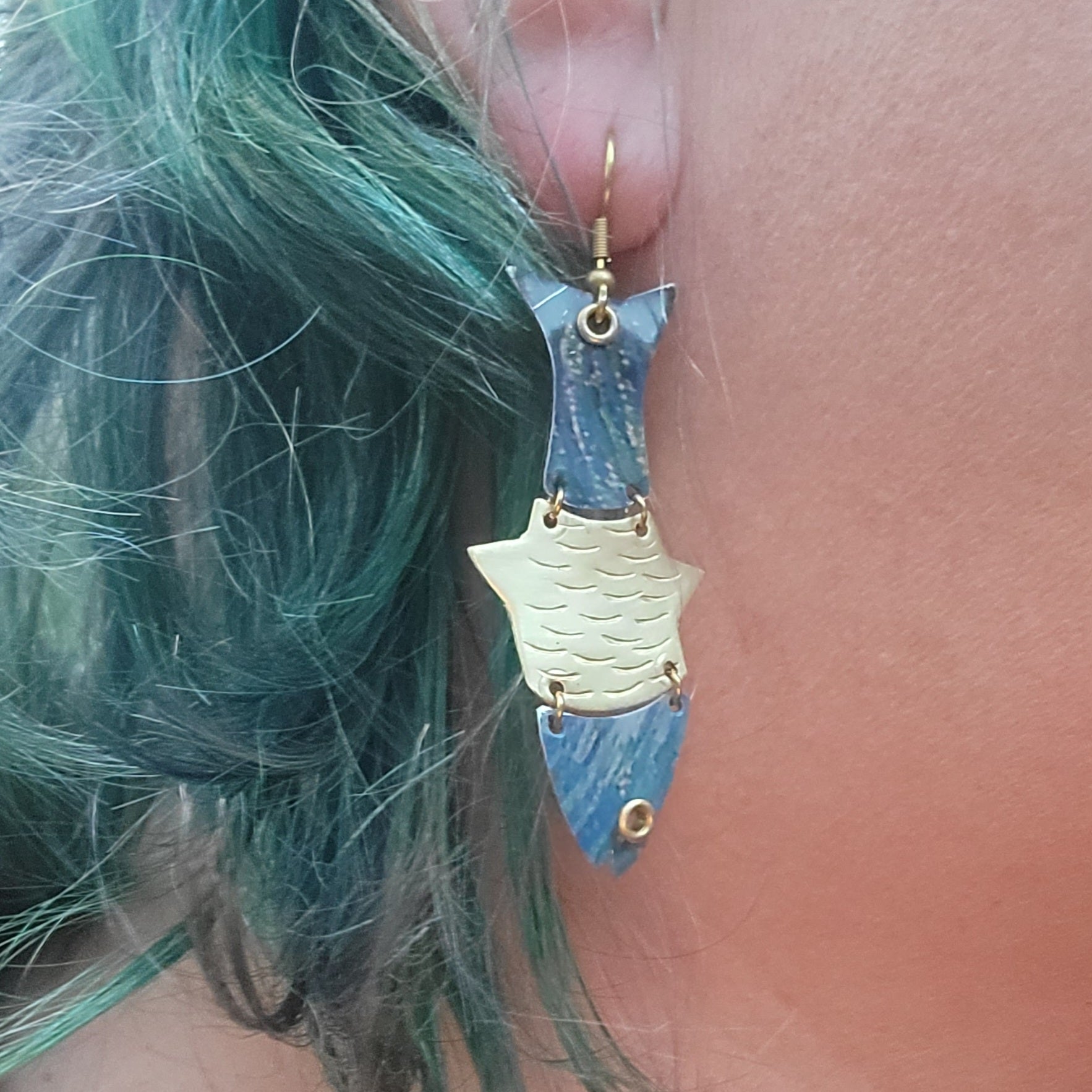 Kinetic Fish Earrings - Repurposed Tin Jewelry