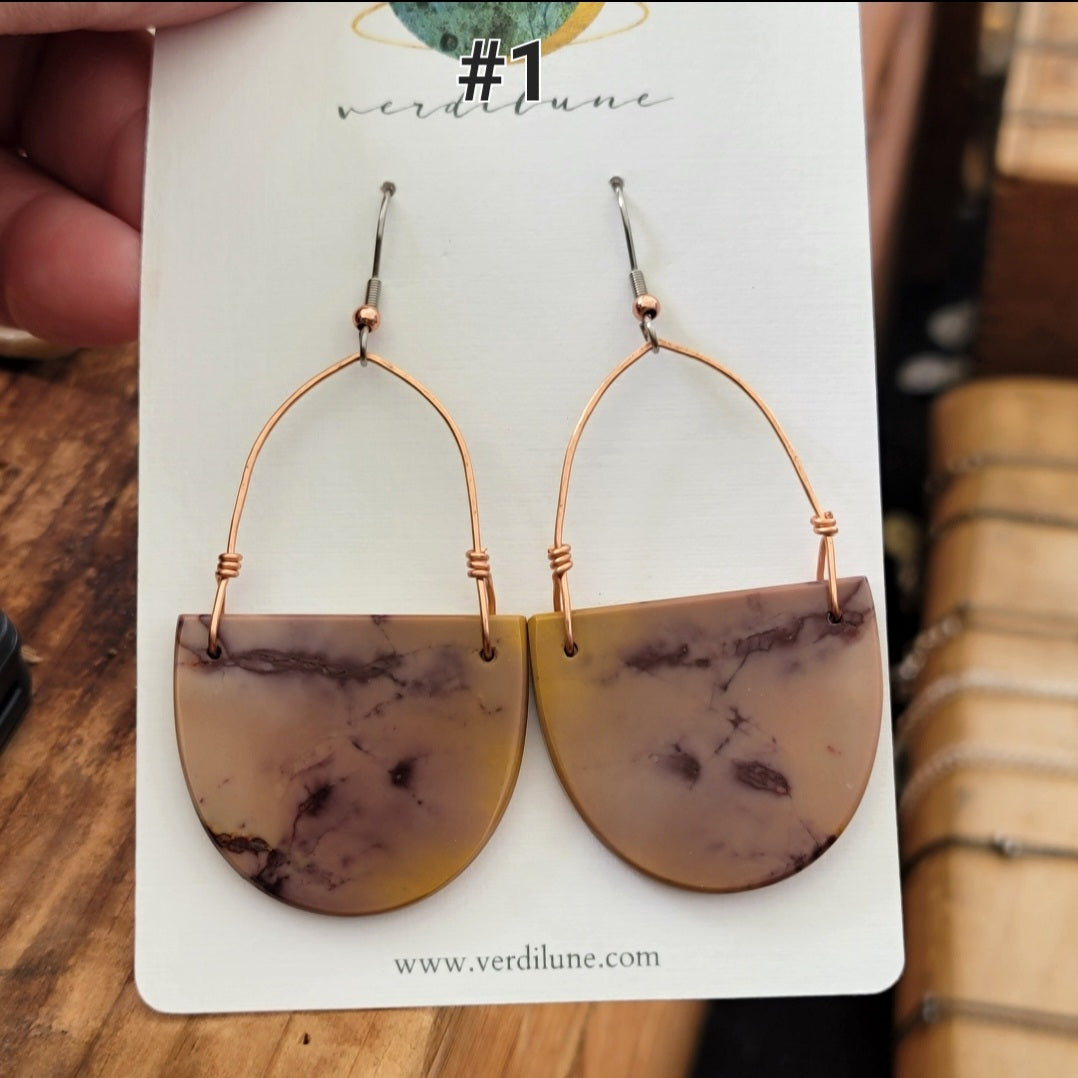 The Earthy Gemstone Collection - Mookaite & Copper Earrings