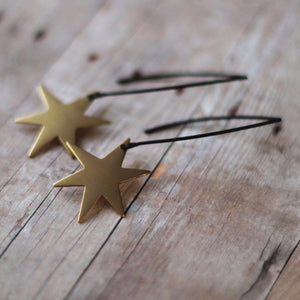 Star Burst Earrings, in Gold Brass and Matte Black - Verdilune